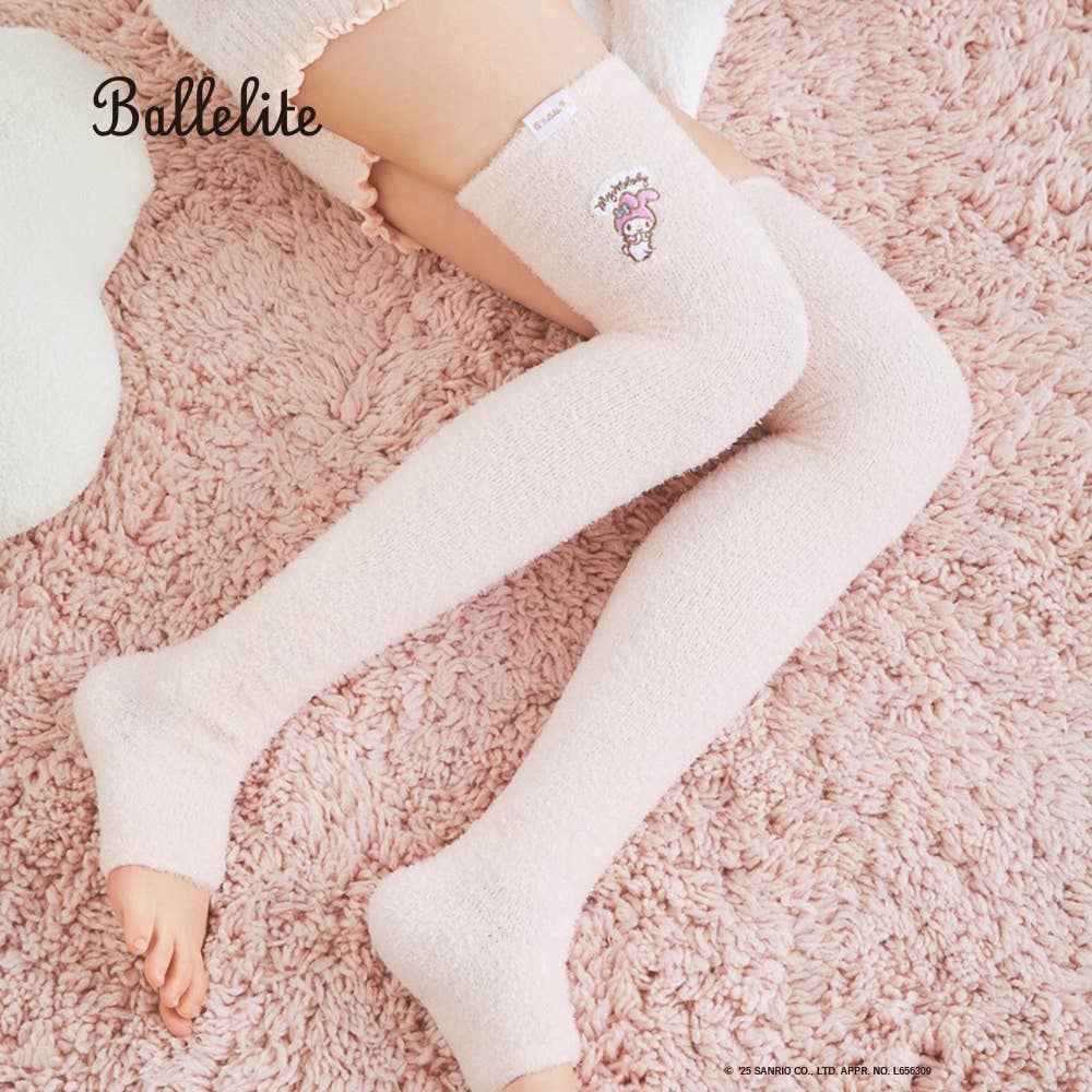 [MASH x GUNZE] My Melody Fluffy Compression Night Over-the-Knee Socks [Eligible for Sock Day]